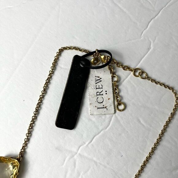 J. Crew Chunky Light Yellow Square Crystal Statement Nevklace - Picture 4 of 6